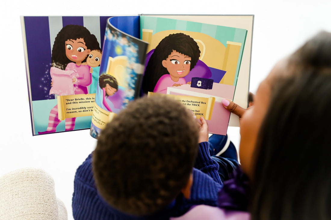 Parent reading Tooth Fairy children’s book with child at home