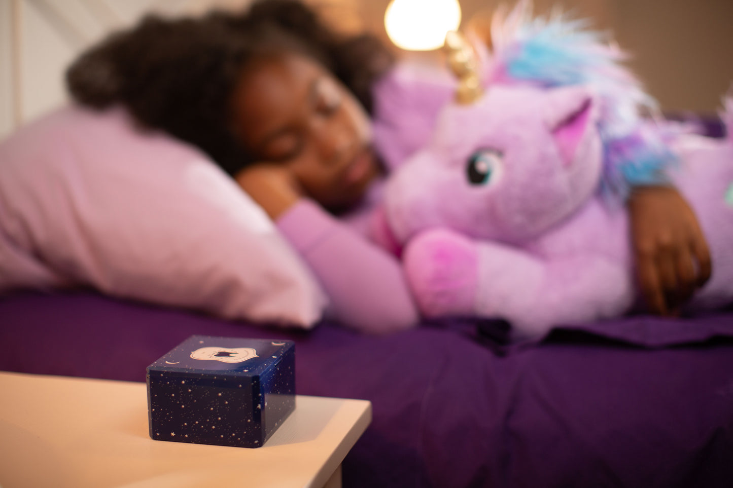 Sleeping child next to keepsake box
