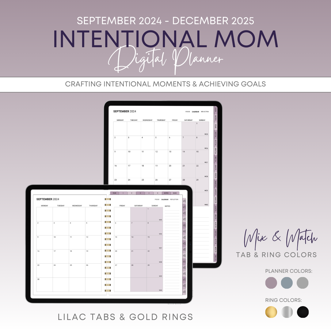 Digital planner with lilac tabs