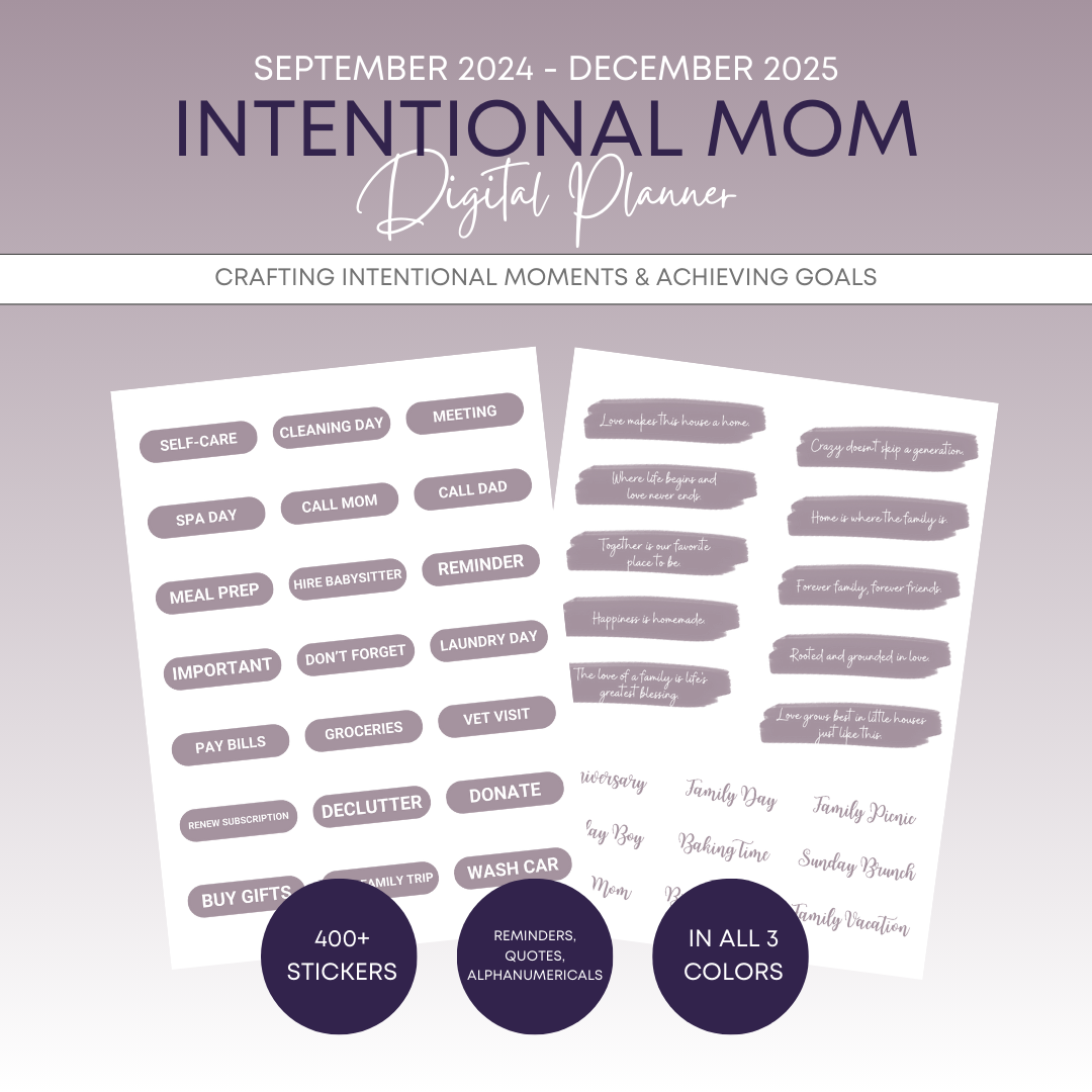 Intentional Mom digital planner stickers
