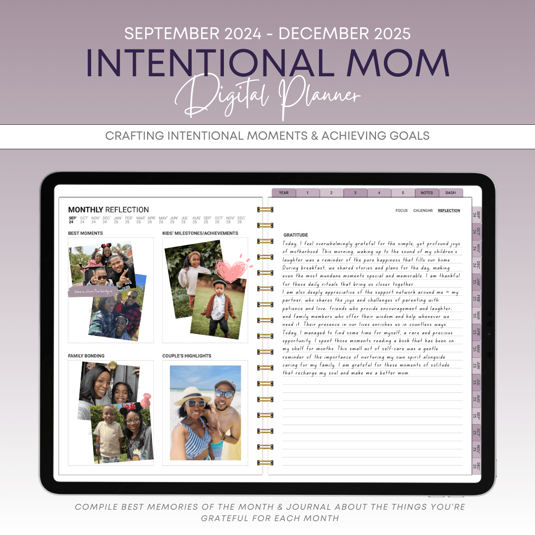 Tablet showing digital mom planner