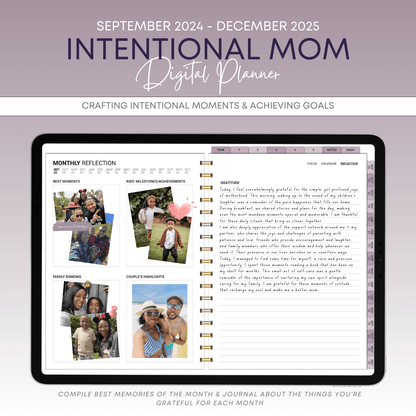 Tablet showing digital mom planner